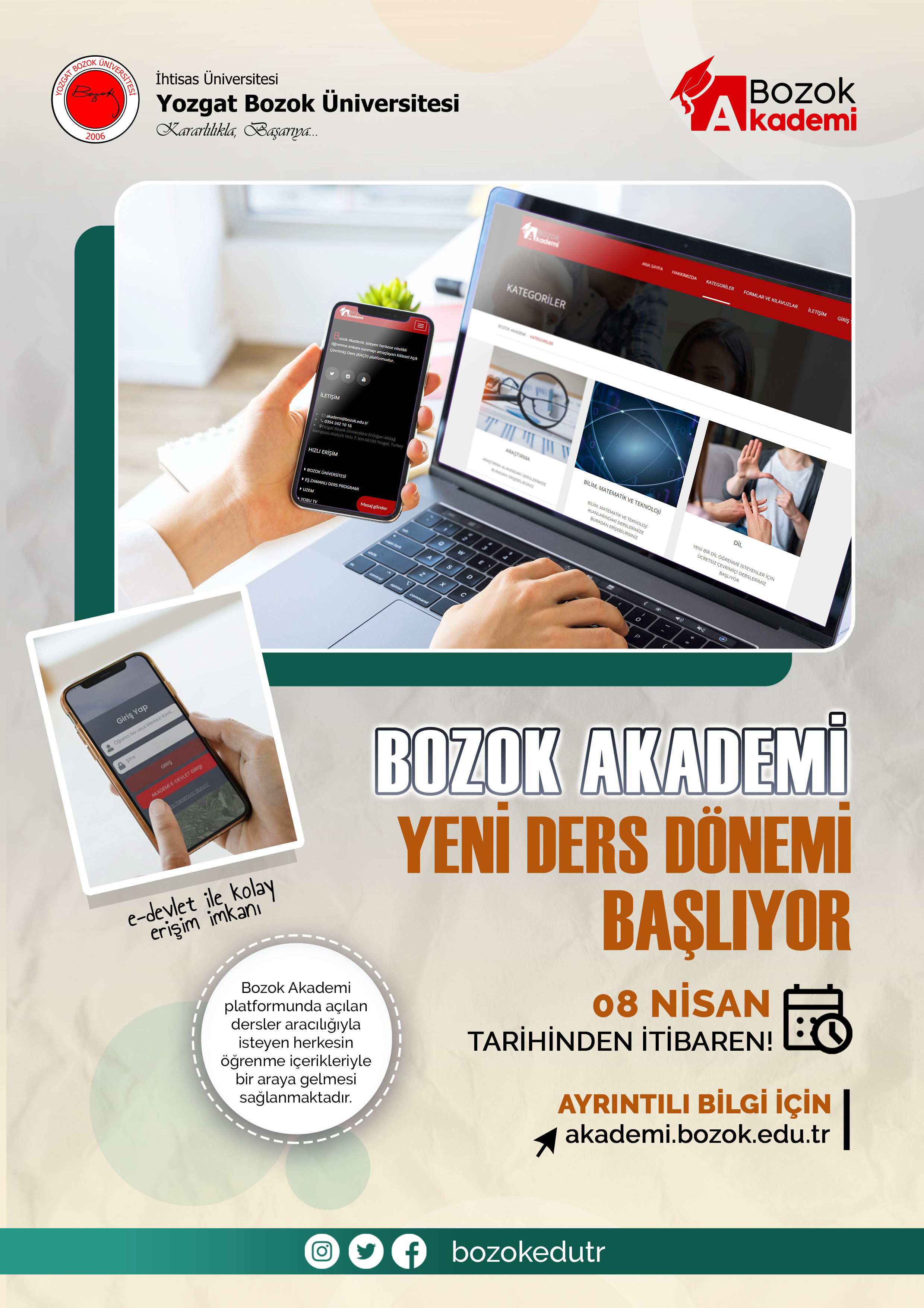 Bozok Akademi E- Devlet Ders Başvuruları 